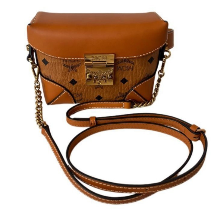 ✅New Mcm 2 In 1 Cognac Crossbody /Belt Bag Limited