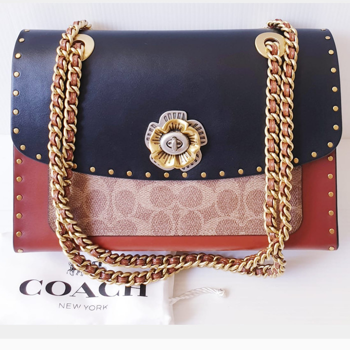 ✅New Coach Parker Sign Saddle Black Multi Berkualitas