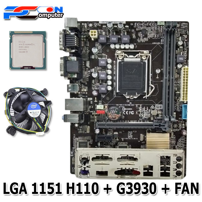 Paket Mobo DDR4 1151 / Motherboard H110 Plus Processor G3930 + Fan