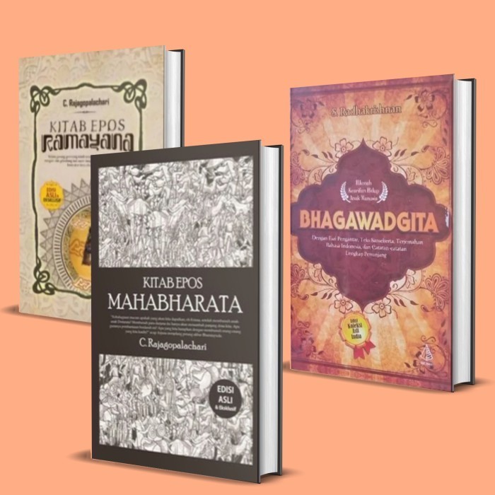paket buku kitab epos mahabharata/kitab epos ramayana edisi asli