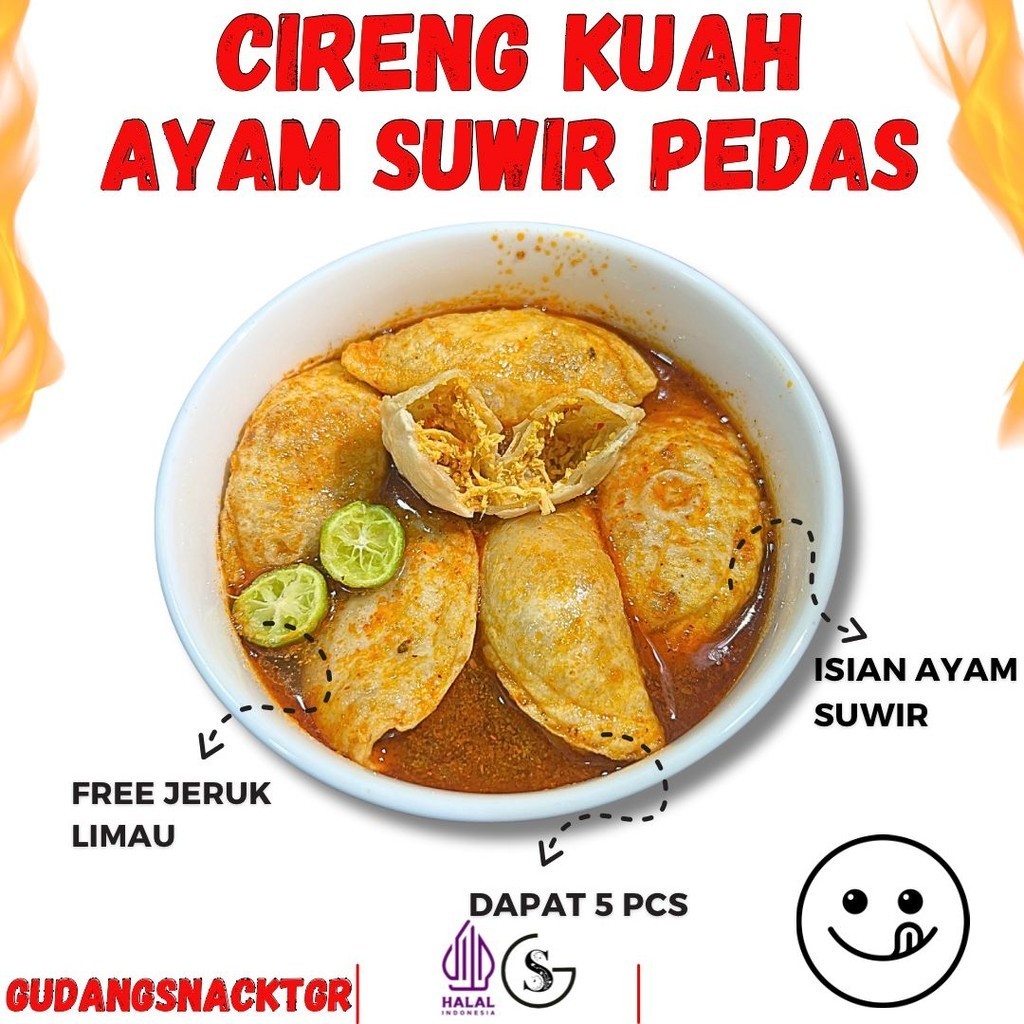 

Cireng Kuah Ayam Suwir Pedas 1 bungkus isi 5 pcs Hotpot Instan