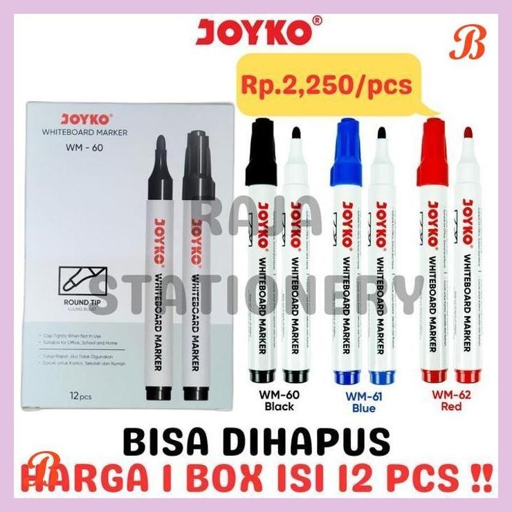 

| KG | JOYKO WHITEBOARD MARKER SPIDOL PAPAN TULIS JOYKO HITAM BIRU [12PCS]