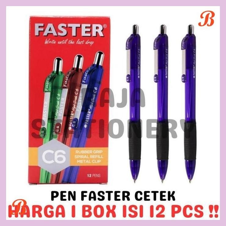 

| KG | PEN FASTER C6 CETEK HITAM BIRU PENA PULPEN FASTER BLACK BLUE [12PCS]