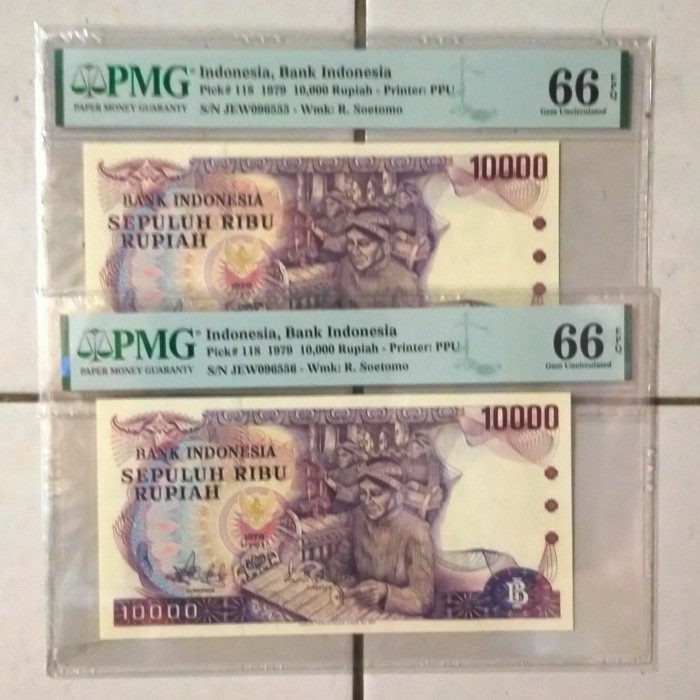 [New] Uang Kuno 10000 Rupiah 1979 Gamelan Urut Pmg 66 Epq Harga Per2 Lembar Terbaru