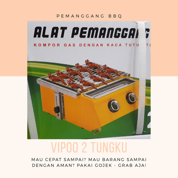 [New] Pemanggang Sosis / Roaster Gas 2Tungku Ori Vipoo Berkualitas
