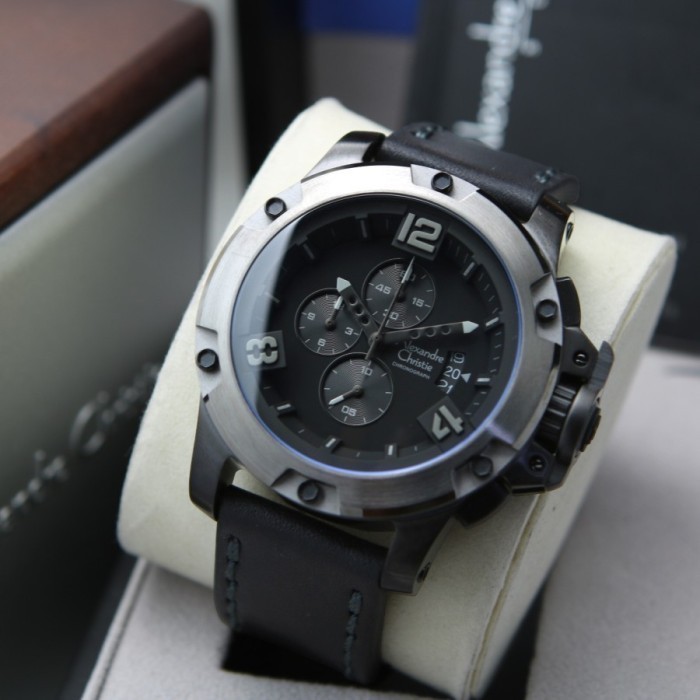 ✅New Jam Tangan Pria Original Alexandre Christie Ac-6295 Black Silver Terbaru