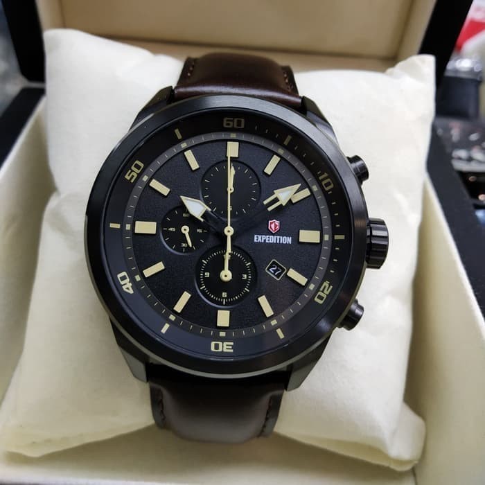 ✅Ori Jam Tangan Pria Expedition Original E6776 Black Brown Original 100 Limited