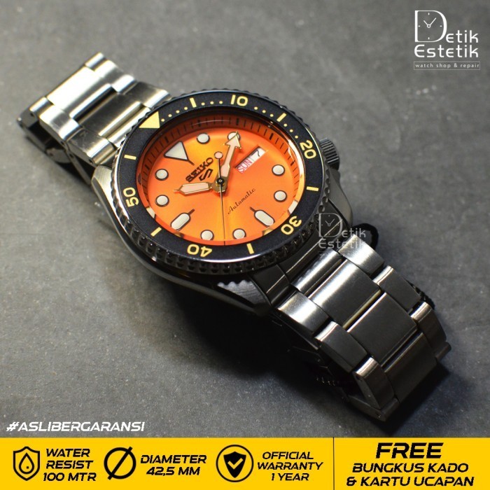 ✅New Ori Seiko 5 Sports Srpd59K1 Orange Automatic Stainless Steel Original Terbatas