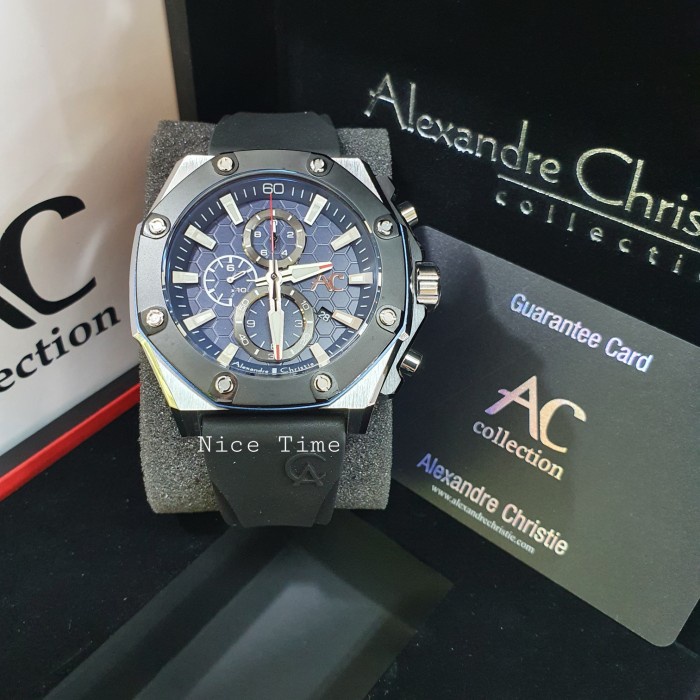 ✅Ori Jam Tangan Pria Alexandre Christie Collection Ac9601Mc - Karet Hitam Diskon