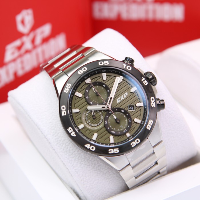 ✅Ready Expedition E6848 Silver Black Green Pria. Garansi Resmi 1 Tahun Berkualitas