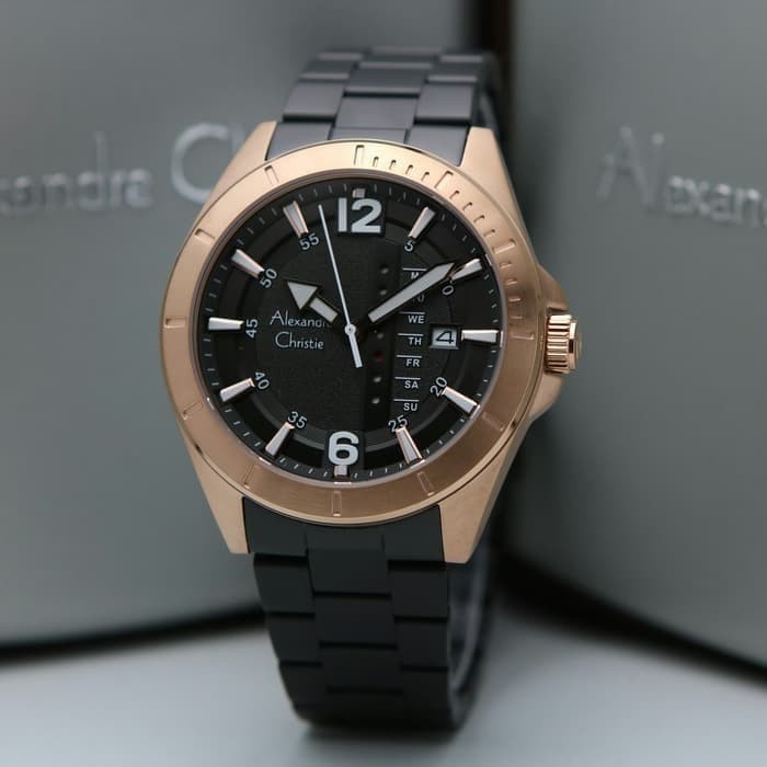 ✅Original Alexandre Christie Ac 6535 Ac6535 Pria Rosegold Black Original Limited