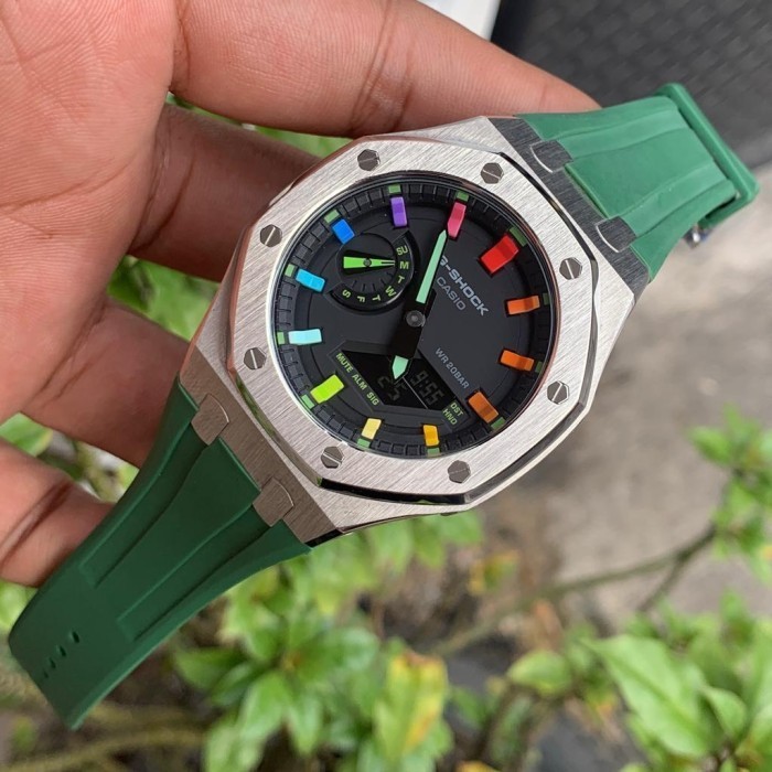 ✅Original G-Shock G-Shock Ga-2100 Rainbow / Ga-2100 Rainbow Silver Green Gen 3 Diskon