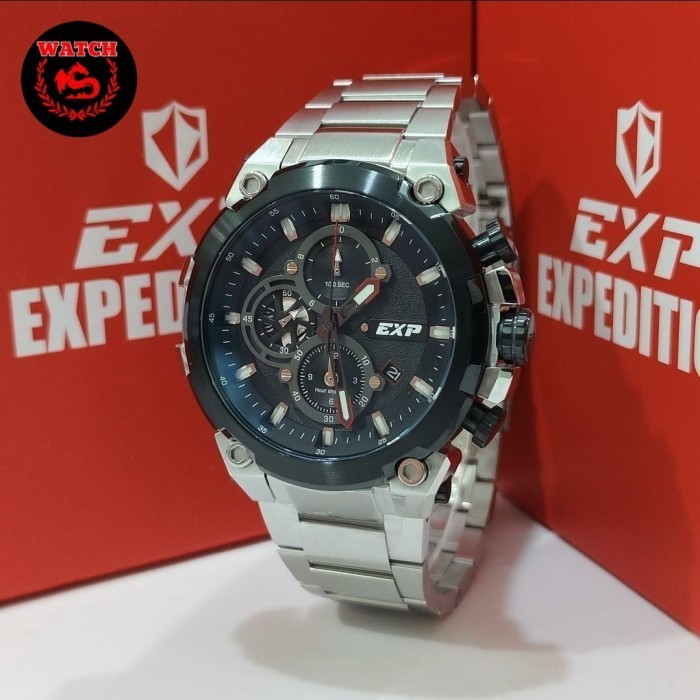 ✅Sale Jam Tangan Expedition Pria Original E6841 Silver Black Terbatas