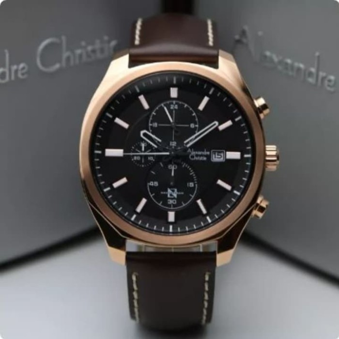 ✅Original Jam Tangan Pria Alexandre Christie Ac 6550 Original Brown Rosegold Terbaru
