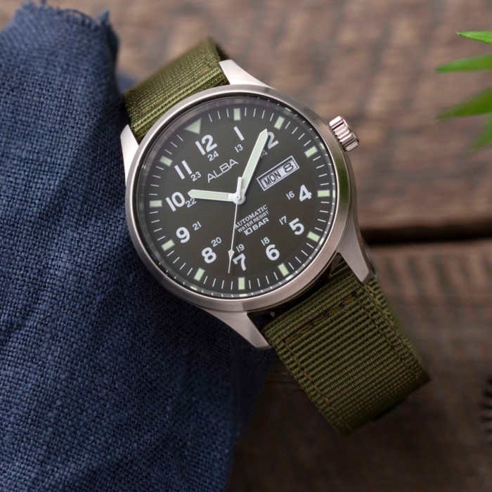 ✅Original Jam Tangan Pria Alba Al4217X1 Al4217 Automatic Green Original Diskon