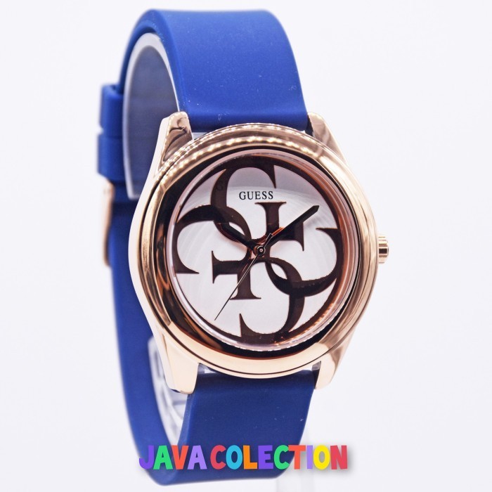✅Termurah Jam Tangan Wanita Guess W0911L6 Rose Gold Rubber Blue Original Limited