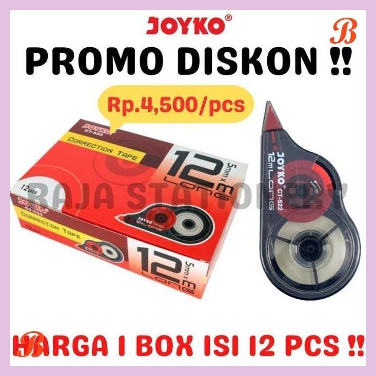 

| KG | JOYKO CORRECTION TAPE 12M TIPEX KERTAS JOYKO TIPX CT-522 1 BOX 12 PCS