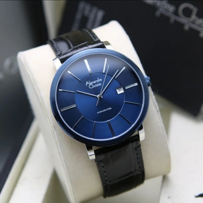 ✅Ori Jam Tangan Pria Alexandre Christie Ac8344 Ac 8344 Black Dial Blue Limited