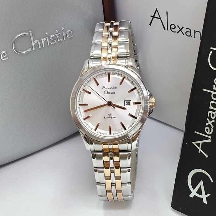 ✨Baru Jam Tangan Wanita Alexandre Christie Ac 8402 Original -Silver Rosegold Terbaru
