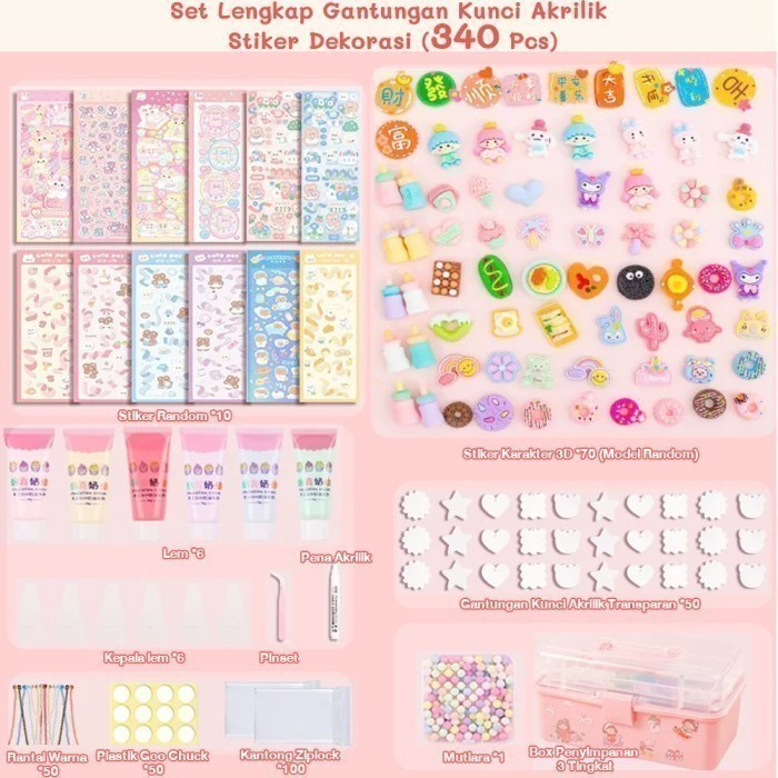 Cas 303Pcs Diy Guka Set Gantungan Kunci Akrilik Set Guka Gooka Mainan Anak