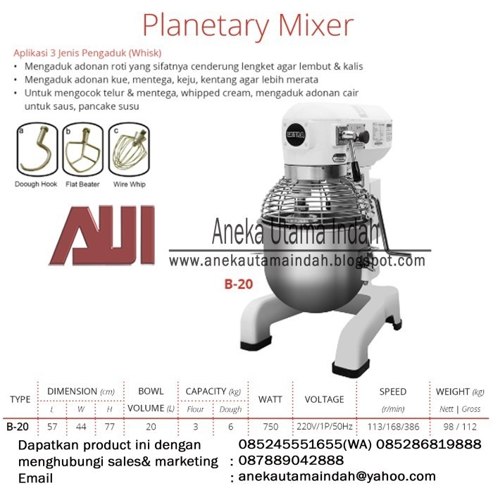 mixer getra B 20 Planetary/ mixer Roti/ Mixer B20