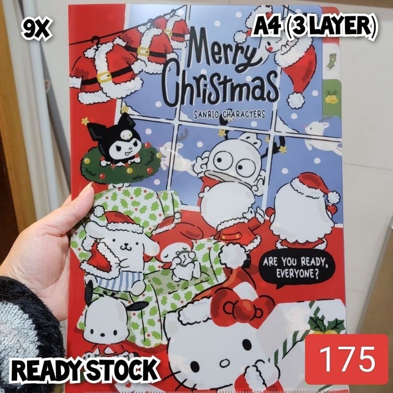 

Map Clear File Folder Dokumen A4 3 Layers Christmas Sanrio Karakter Hello Kitty