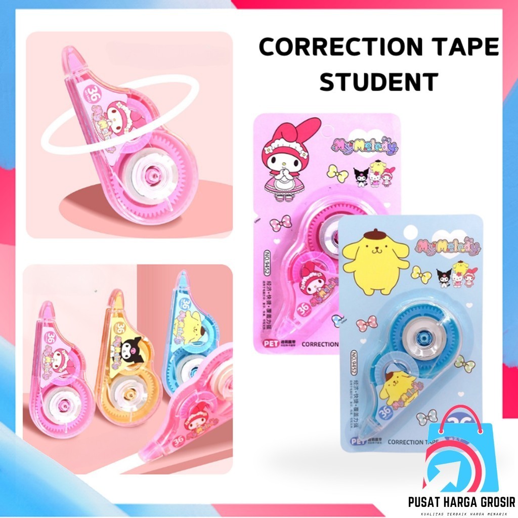 

PHG - Penghapus PenaTip-ex Kertas Mini Correction Tape Students Stationary School Supplies 8M Multiple Color Tip-ex Modern Anti Kotor