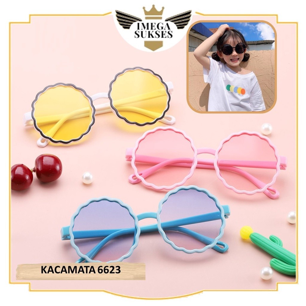 PHG -  Kacamata Anak 6623 Kaca Mata Hitam Anak Model Bulat Gelombang High Quality Kids Sunglasses Ka