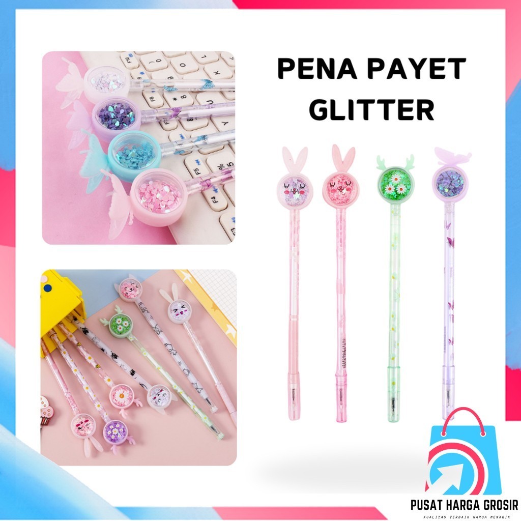 

PHG - Pena Karakter Payet Gliter Bunny Lucu Black Ink Gel Pulpen Murah Gel Bolpen Gel Pastel Alat Tulis Sekolah Kantor Murah t