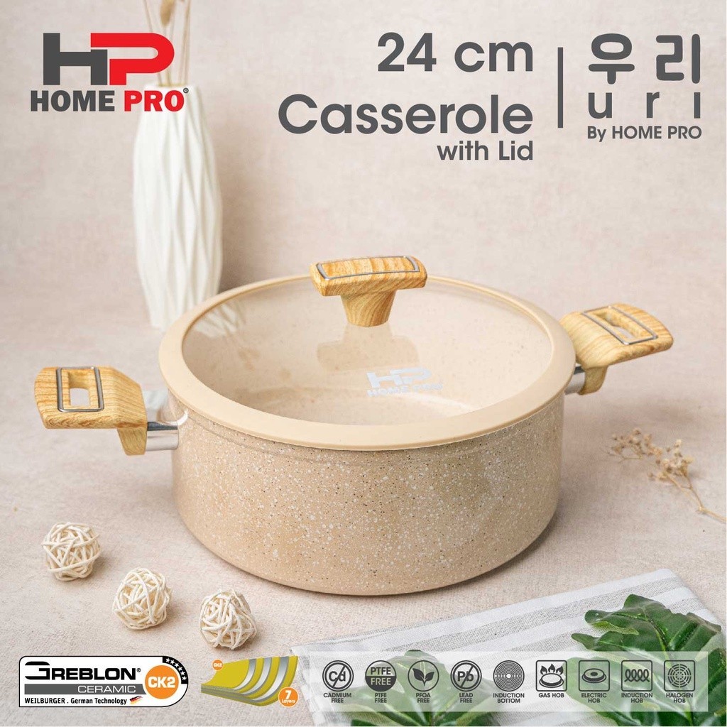 Home Pro Uri Series Granite Cerac Eunkyung Set Frypan Casserole 24 Wajan Panci Anti Lengket