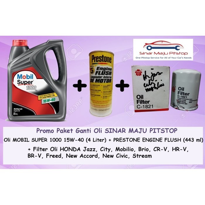 ✅COD Paket Ganti Oli Honda Jazz - Mobil Super 15W-40  Flush  Filter Berkualitas