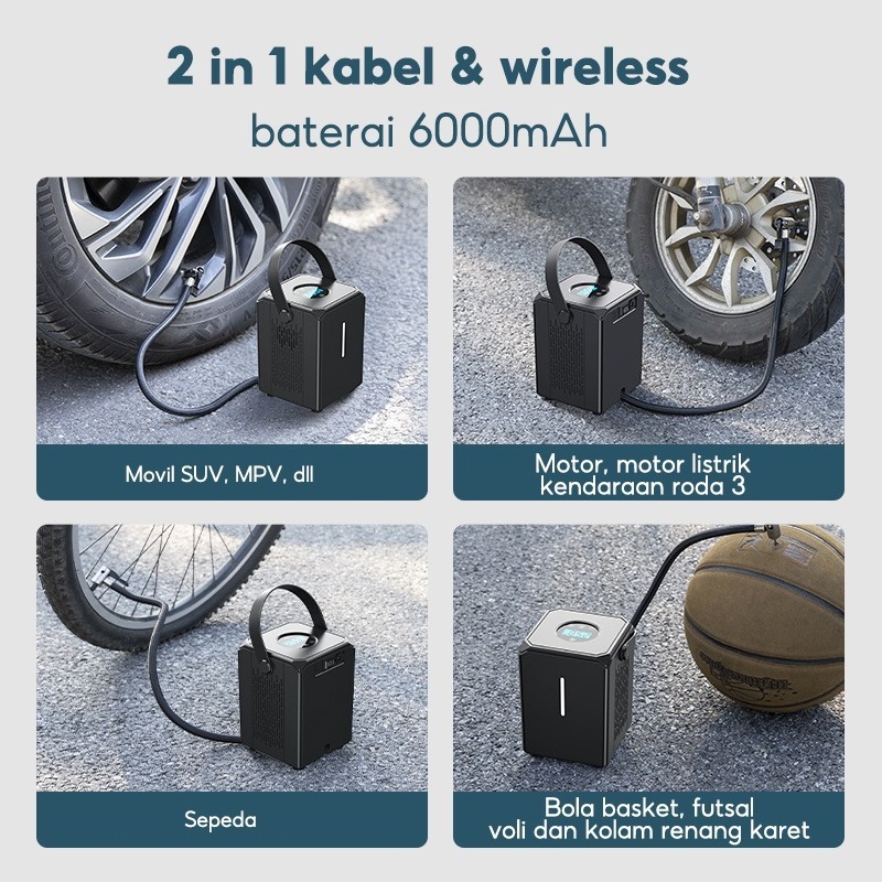 Yoowoo Pompa Ban Elektrik / Pompa Angin Mobil / Inflator Pompa Ban / Pompa Mobil Portabel / Car Air