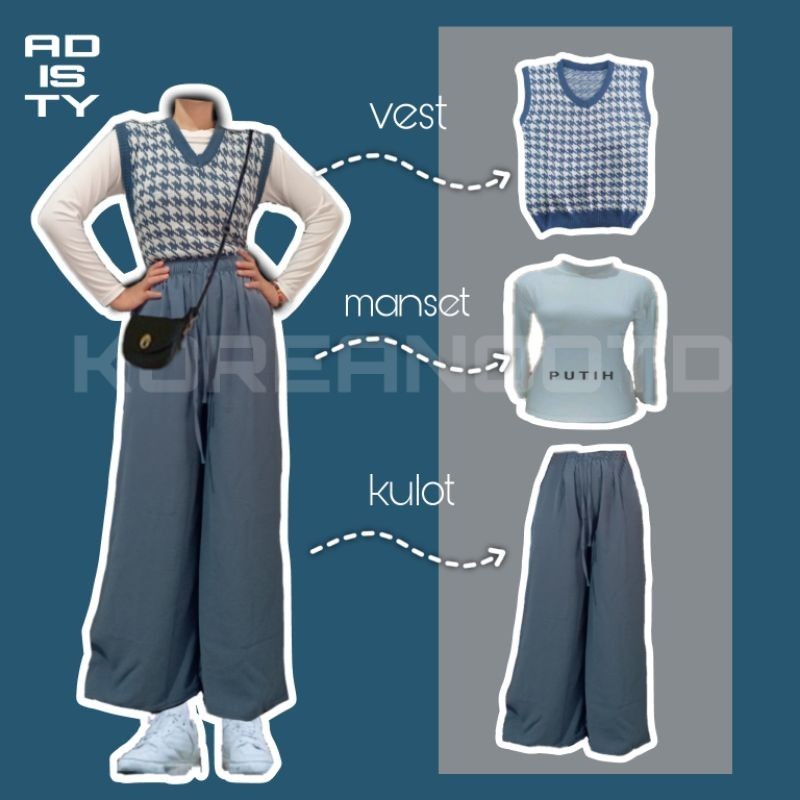 Setelan Remaja Korea Anak Perempuan Tanggung Korean Style Terbaru Wanita Kekinian Abg Cewek One Set 