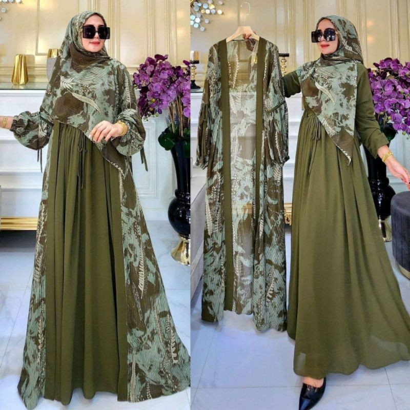 gamis set hijab abstrak