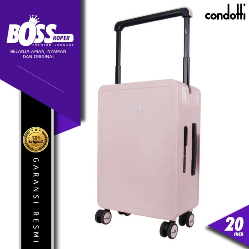 Koper Tanpa Resleting/Zipper CONDOTTI Frame 20 Inch Cabin Original