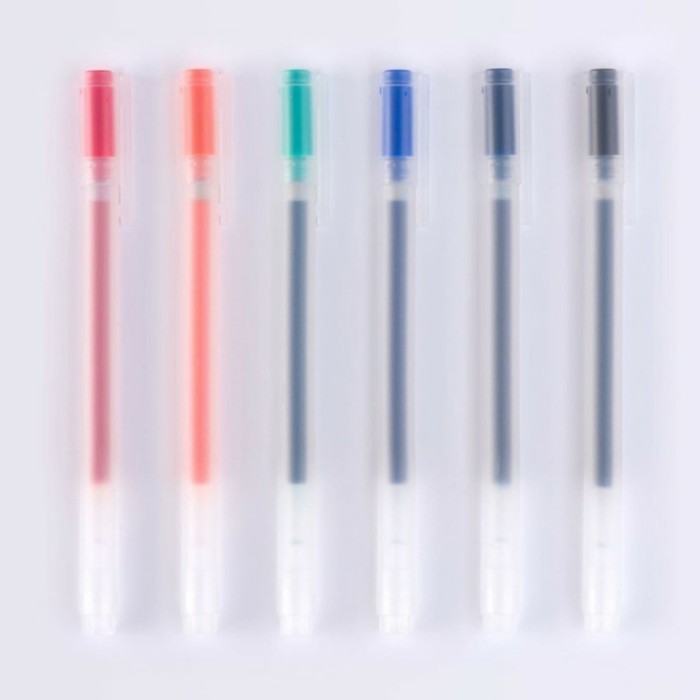 

[Baru] Muji - Set Pena Ballpoint Tinta Gel 6Pcs'6Colors Pulpen Berkualitas