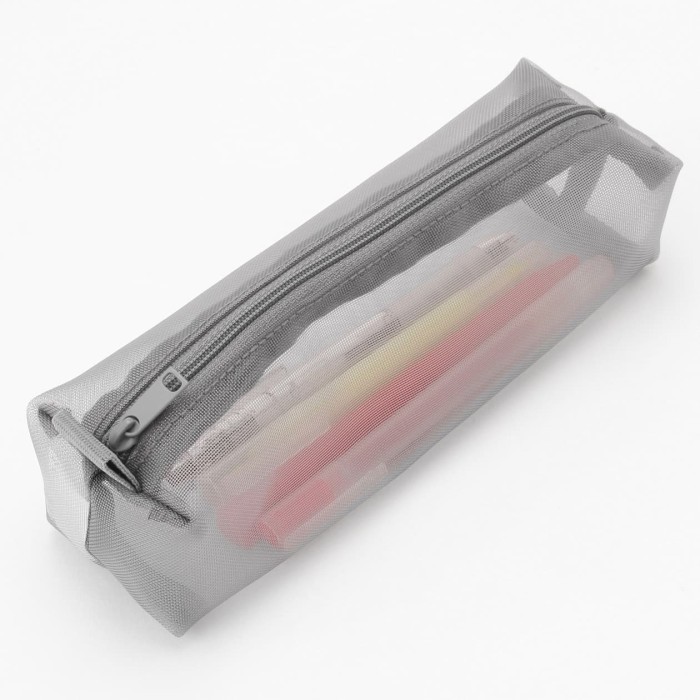 

[Baru] Muji - Nylon Mesh Pen Case Square Grey Kotak Pensil Diskon