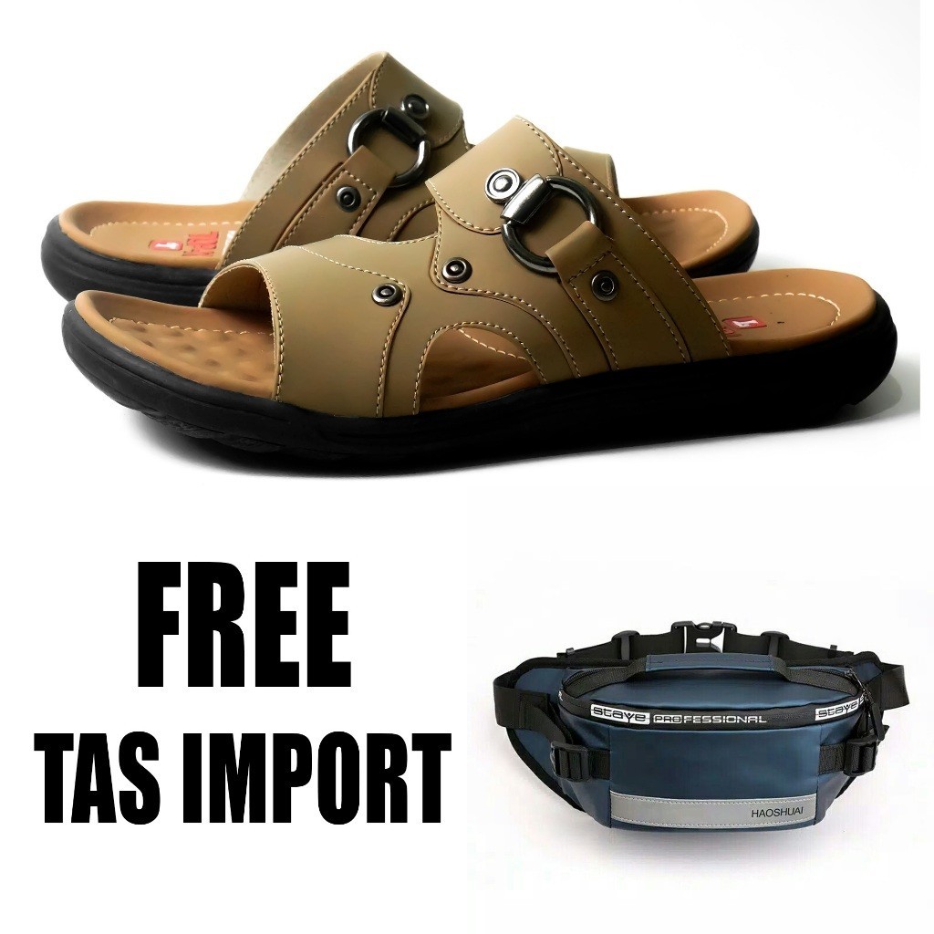 Sandal Pria Dewasa Jumbo Baru Sendall Kulit Lebaran Slop Kondangan Terbaru 2024 Ssndal 2024 Sandal C