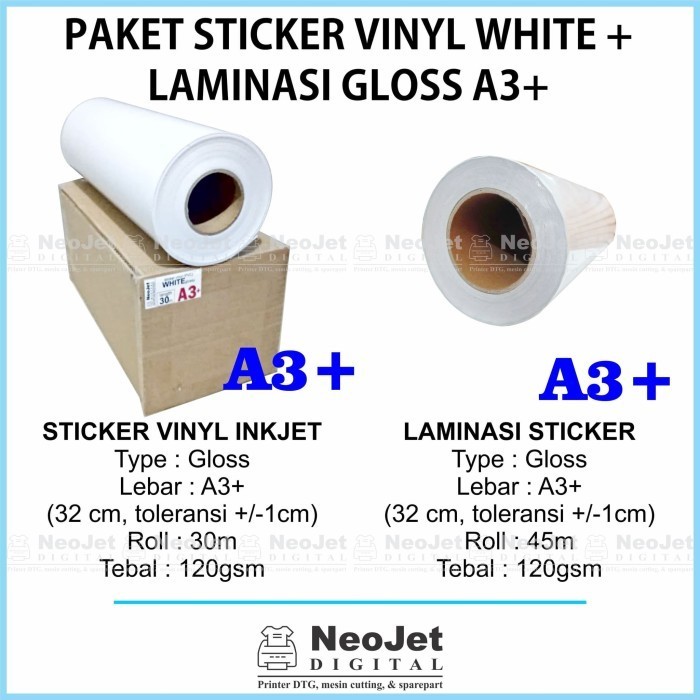 

[Baru] Paket Sticker Stiker Vinyl Inkjet White Glossy Laminasi Glossy A3 Terbatas