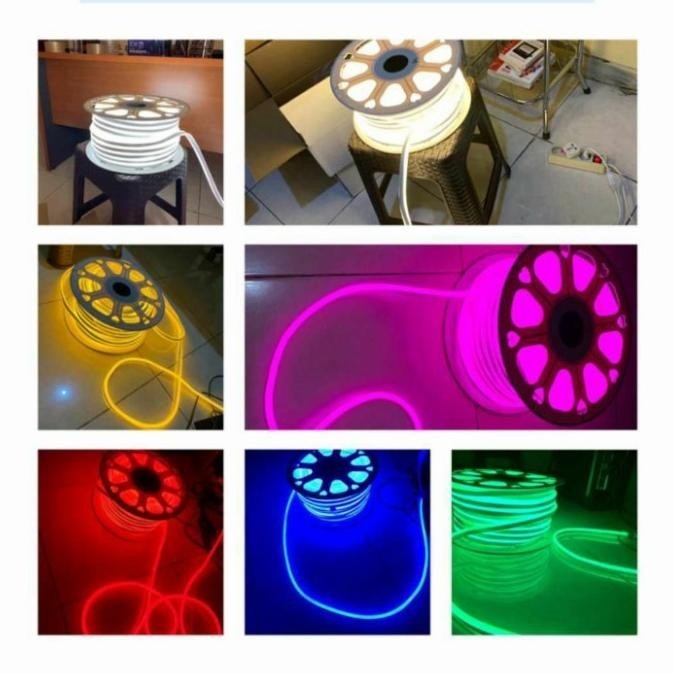 Lampu neon flex led selang 220v warna warm white @50m / neon flex