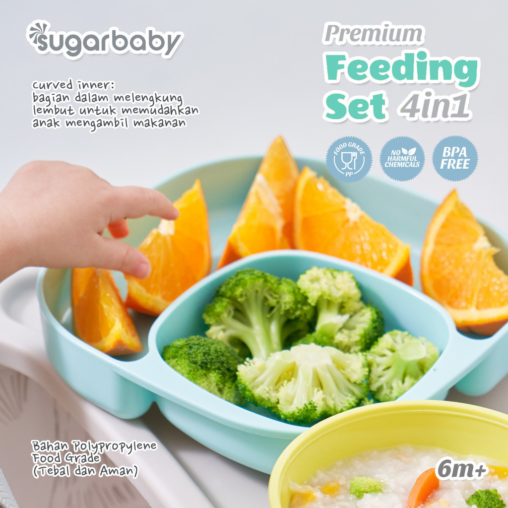 Sugar Baby Feeding Set 4In1/Tempat Makan Bayi/Alat Makan Bayi/Peralatan Makan Bayi/Perlengkapan