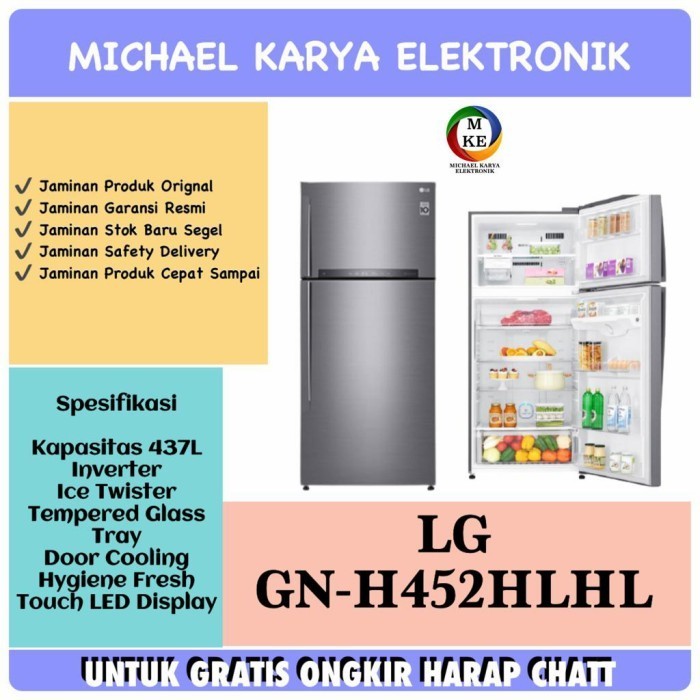 [Baru] Kulkas Lg 2 Pintu Promo Murah Kulkas Lg Gnh452Hlhl Inverter Kompresor Diskon