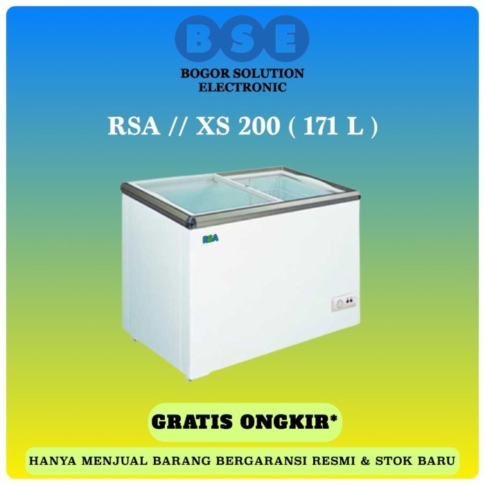 [Baru] Chest Freezer Rsa Xs-200 171L Freezer Sliding Kaca Rsa Xs200 171 Liter Diskon