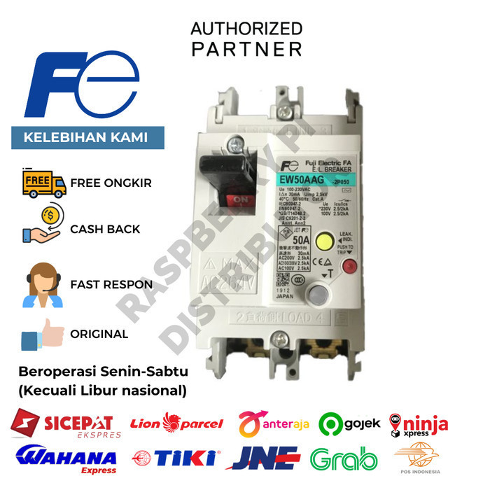 [Baru] Fuji Ew50Aag-2P050-B Earth Leakage Circuit Breaker Elcb 30Ma 2P 50A Limited