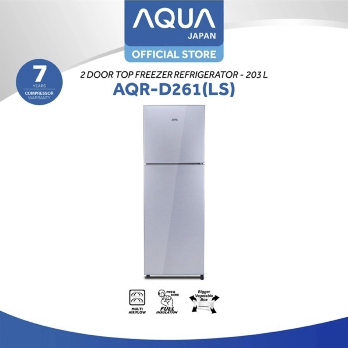 [Baru] Aqua Kulkas 2 Pintu Aqr-D261 Silver Garansi Resmi Berkualitas