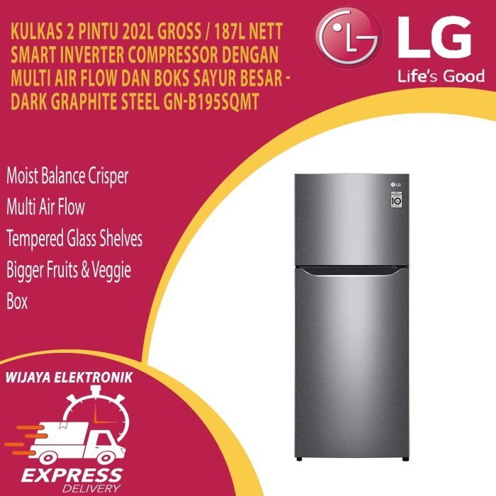 [Baru] Kulkas 2 Pintu Lg Gnb195Sqmt / Gnb195Sqmt / Kulkas Lg 187 Liter Terbatas