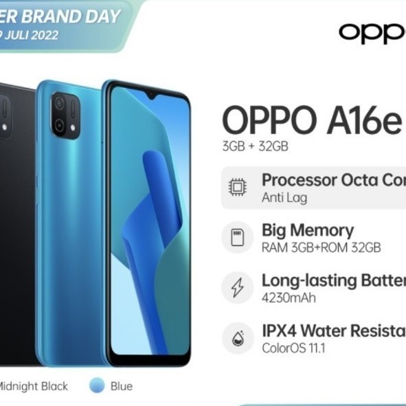 [Baru] Oppo A16E Ram3/32Gb Terbaru