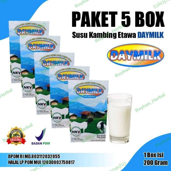 

TERBAIK [PAKET 5 BOX] SUSU KAMBING ETAWA DAYMILK ORIGINAL 200GR SUSU DAYMILK