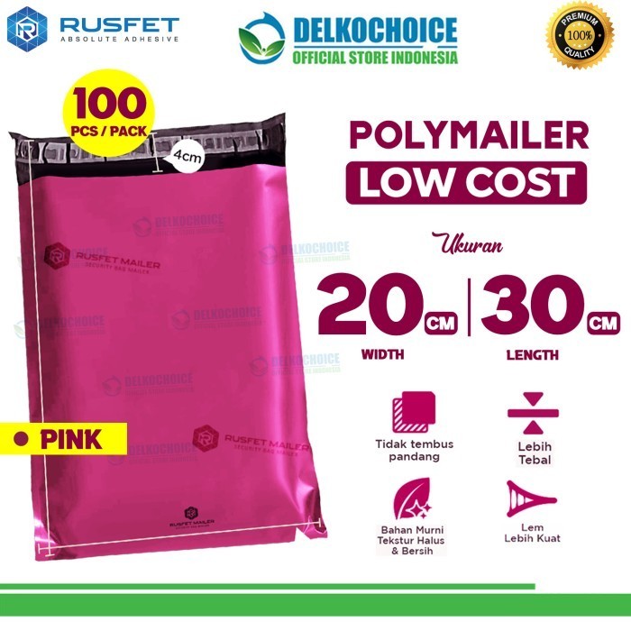 

Plastik Polymailer Pack Low Cost Amplop Polimailer Pink Rusfet 20X30Cm