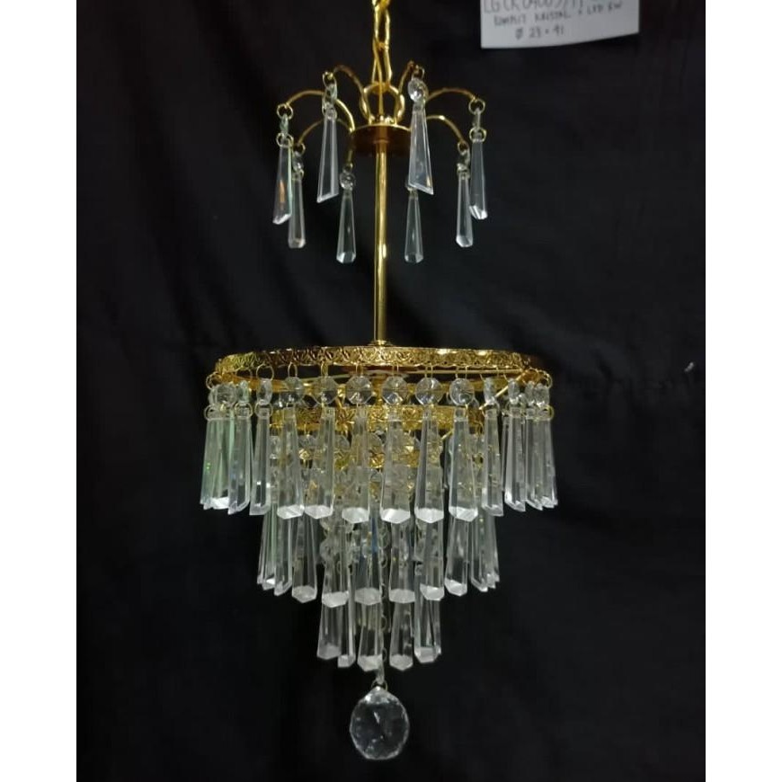 LAMPU GANTUNG KRISTAL HIAS CLASSIC GOLD LED 4003 FRAME MAHKOTA